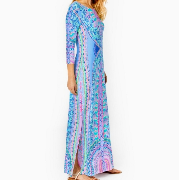 lilly pulitzer morgann maxi dress Pre-owned Lilly Pulitzer Morgann Maxi Aura Pink Leaf An Impression Size Xl In Multicolor